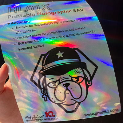 chất lượng UV Latex Printable Adhesive Vinyl Eco Solvent Rainbow Holographic Vinyl nhà máy